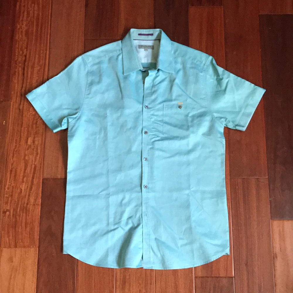 Ted Baker Men 4 Button Up Shirt Casual Aqua